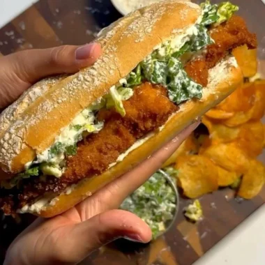 Crispy Chicken Caesar Sandwich with fresh ingredients and creamy dressing