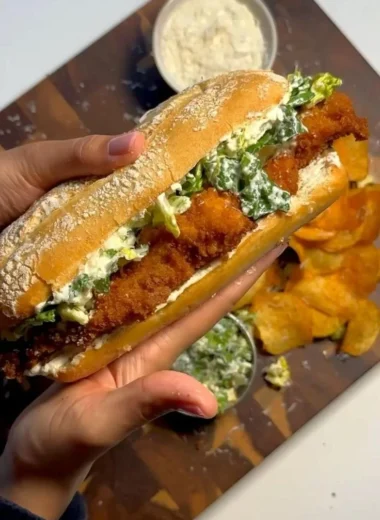 Crispy Chicken Caesar Sandwich with fresh ingredients and creamy dressing
