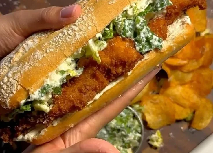 Crispy Chicken Caesar Sandwich with fresh ingredients and creamy dressing