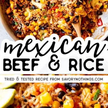 Delicious Mexican Beef and Rice Skillet served in a vibrant dish