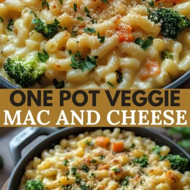 One Pot Veggie Mac and Cheese dish with colorful vegetables