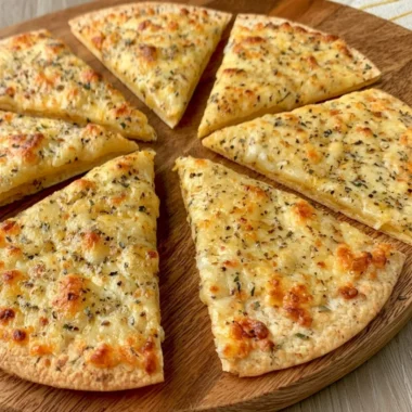 Air Fryer Cheesy Tortilla Garlic Bread with melted cheese and garlic seasoning.