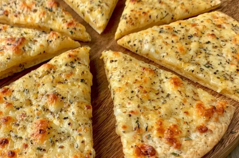 Air Fryer Cheesy Tortilla Garlic Bread with melted cheese and garlic seasoning.