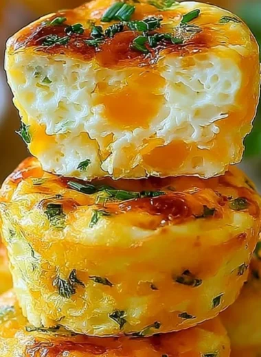 Delicious cottage cheese egg bites on a wooden platter.