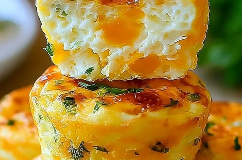 Delicious cottage cheese egg bites on a wooden platter.