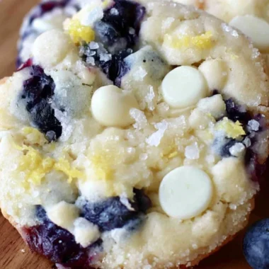 Cozy blueberry lemon white chocolate chip cookies on a rustic plate