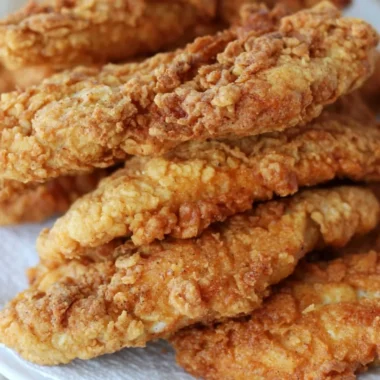 Delicious crispy chicken tenders served with dipping sauce