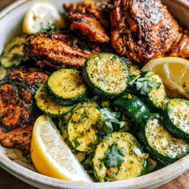 Easy Asado Chicken served with Lemon Zucchini Sauté