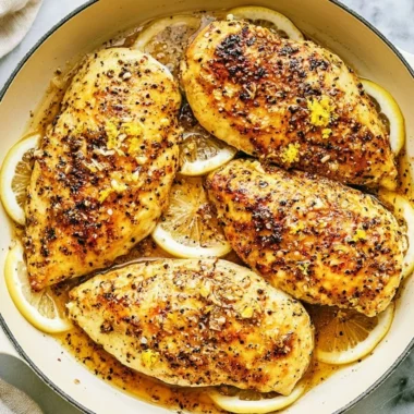 Plate of easy lemon pepper chicken served with vegetables and herbs