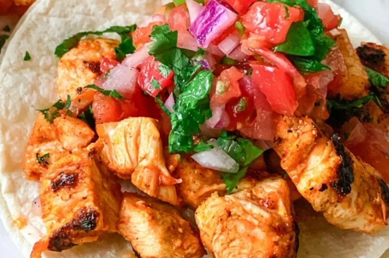 Delicious grilled chicken street tacos served with fresh toppings