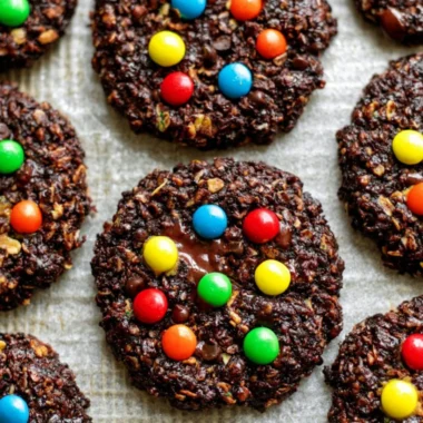 Delicious healthy flourless Chocolate Monster Cookies with nutritious ingredients