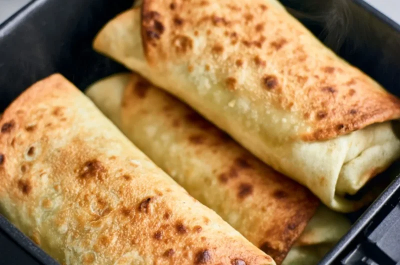 Delicious chimichangas made in an air fryer, golden and crispy.