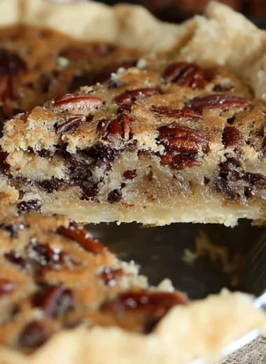 Delicious homemade Kentucky pecan pie sliced on a plate