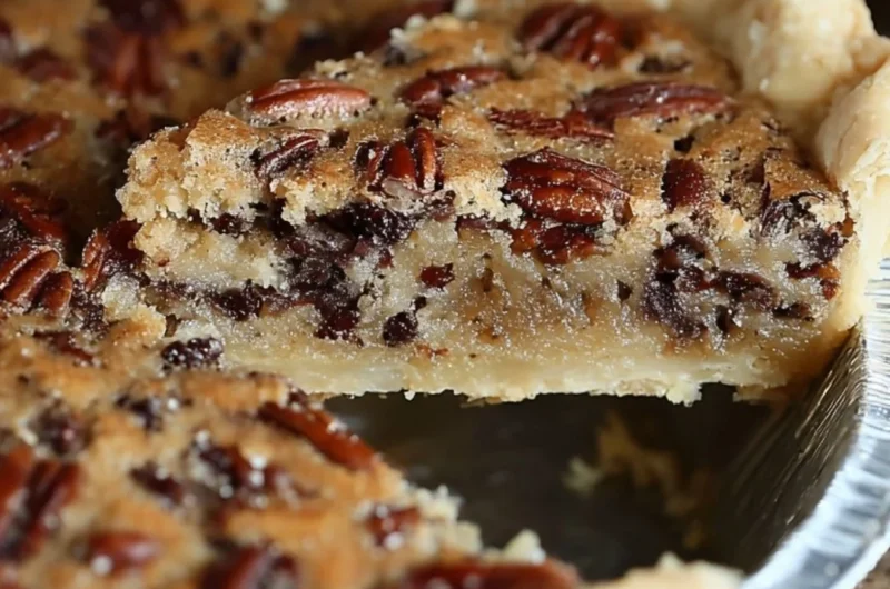 Delicious homemade Kentucky pecan pie sliced on a plate