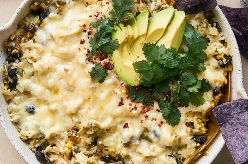 Salsa Verde Chicken & Rice Skillet - a flavorful and easy dinner recipe