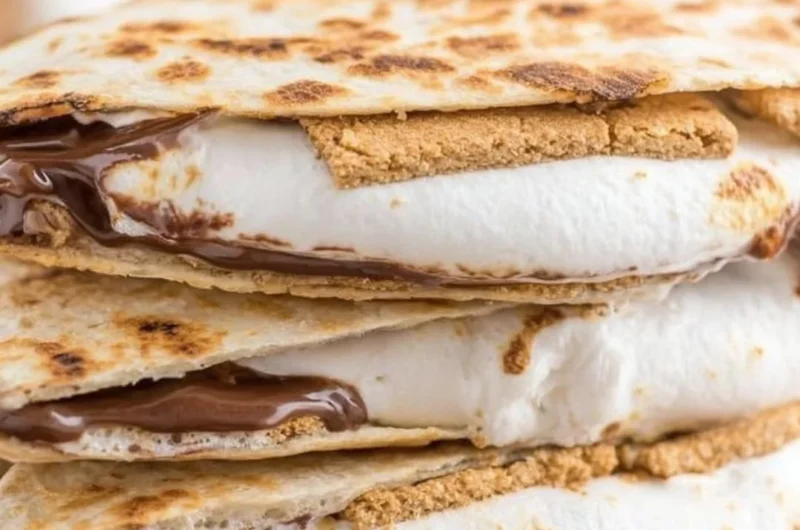 Delicious S'mores Tortilla with chocolate and marshmallows
