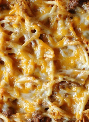 Taco Hashbrown Casserole cooked in a crock pot, served in a bowl