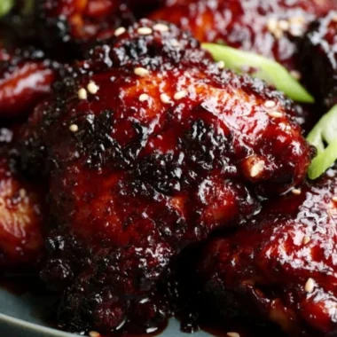Delicious bowl of cozy chili paste chicken garnished with herbs