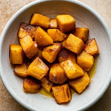 Delicious honey roasted butternut squash served in a cozy dish