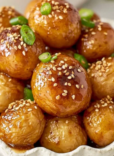 Cozy Korean Braised Potatoes served in a bowl, garnished with green onions.