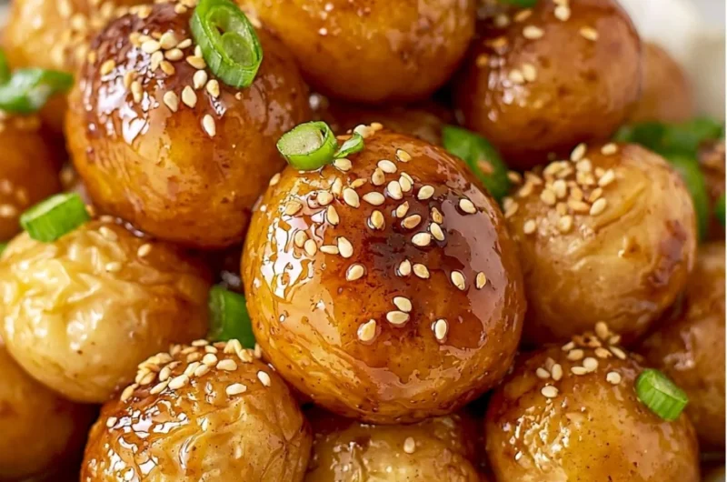 Cozy Korean Braised Potatoes served in a bowl, garnished with green onions.