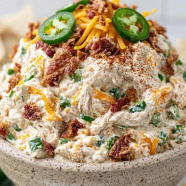 Delicious Jalapeño Popper Keto Chicken Salad in a bowl