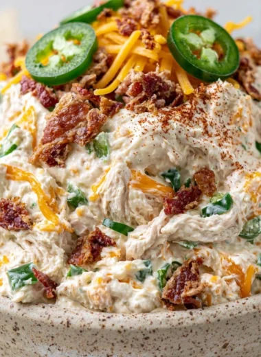Delicious Jalapeño Popper Keto Chicken Salad in a bowl