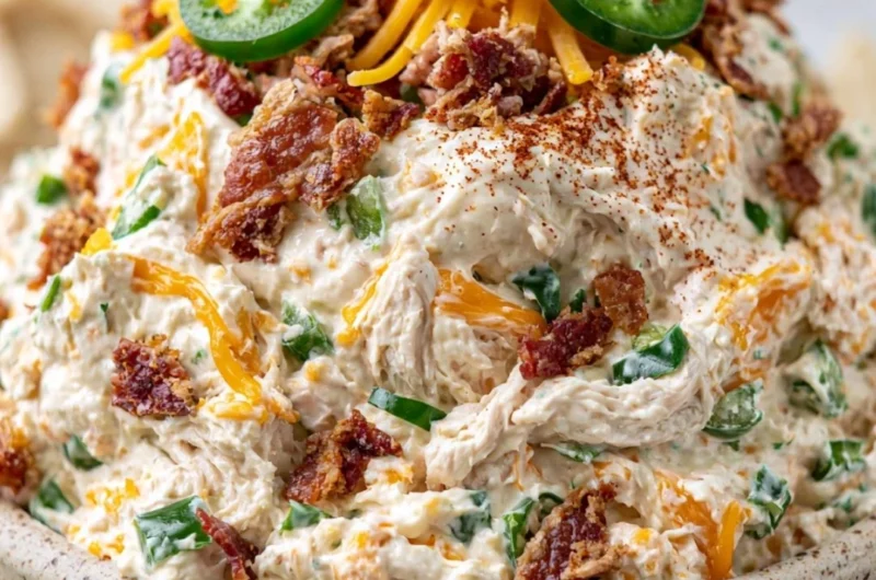 Delicious Jalapeño Popper Keto Chicken Salad in a bowl