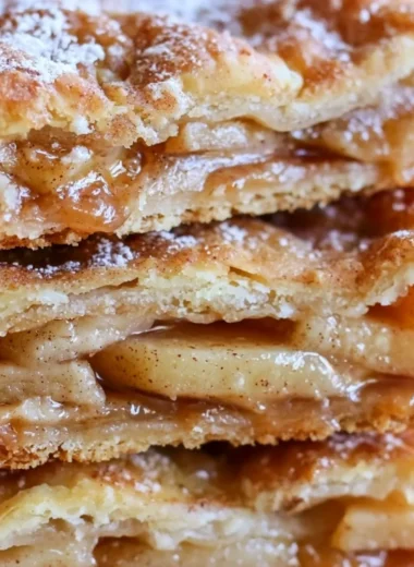Cozy apple cinnamon sheet cake with a warm cinnamon topping and apple slices.