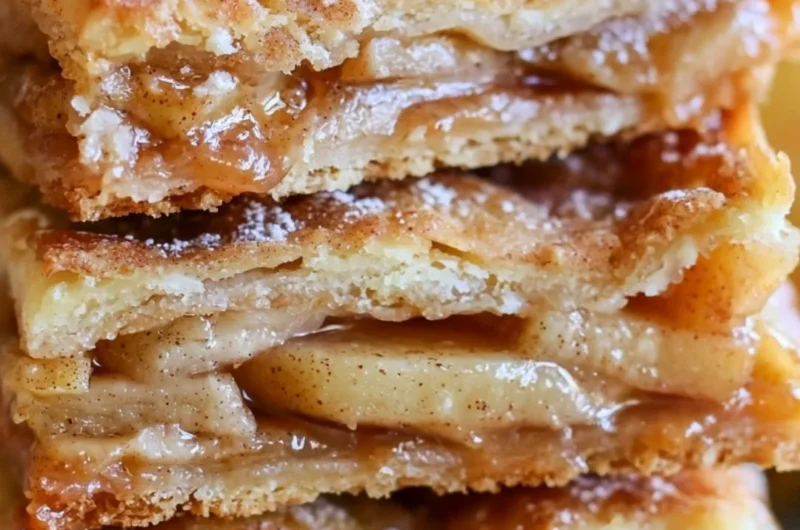 Cozy apple cinnamon sheet cake with a warm cinnamon topping and apple slices.