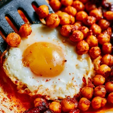 Delicious chickpea fried eggs served on a plate for a cozy dinner.