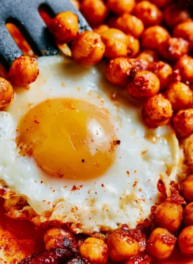 Delicious chickpea fried eggs served on a plate for a cozy dinner.