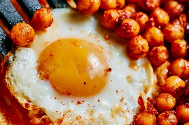 Delicious chickpea fried eggs served on a plate for a cozy dinner.