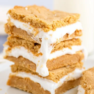 Delicious homemade Fluffernutter Bars with marshmallow and peanut butter