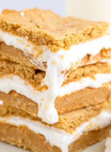 Delicious homemade Fluffernutter Bars with marshmallow and peanut butter