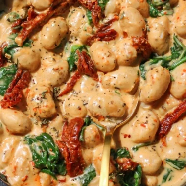 Creamy one pot sundried tomato white beans served in a bowl