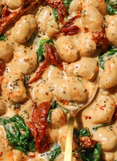 Creamy one pot sundried tomato white beans served in a bowl