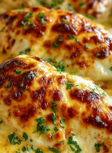 Delicious plate of melt in your mouth chicken garnished with herbs