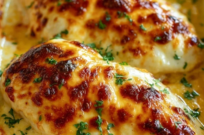 Delicious plate of melt in your mouth chicken garnished with herbs